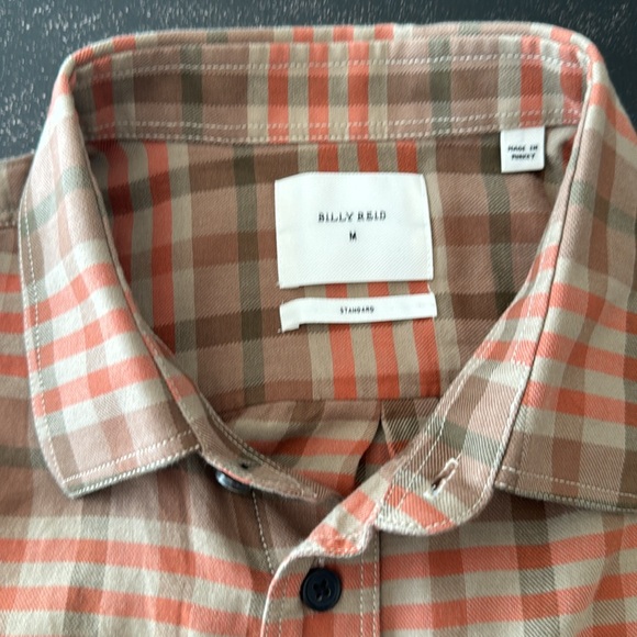 Billy Reid Men’s Tuscumbia Long sleeve button down Shirt. Medium. Tan/Orange - Picture 4 of 6
